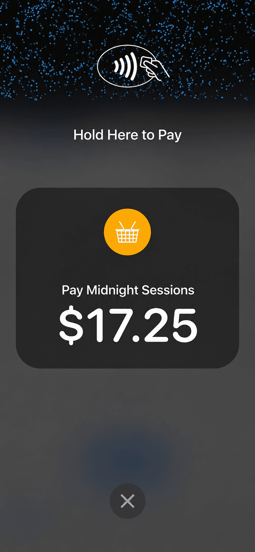 Example contactless Tap to Pay payment screen